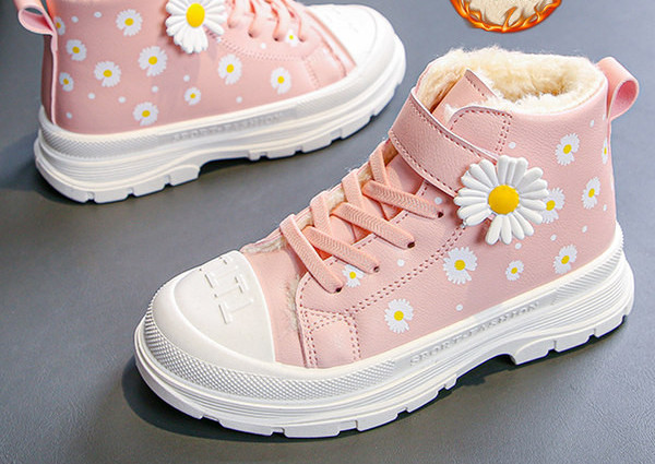 Adidași de iarnă pentru copii cu căptușeală moale și model floral pentru fete