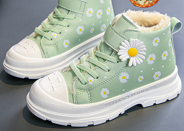 Adidași de iarnă pentru copii cu căptușeală moale și model floral pentru fete