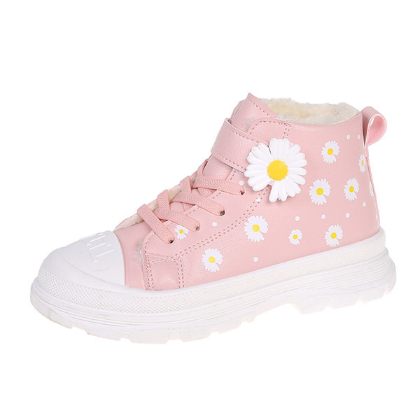 Adidași de iarnă pentru copii cu căptușeală moale și model floral pentru fete