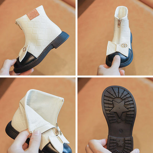 Παιδικά μποτάκια με διακόσμηση με φερμουάρ και κορδέλα