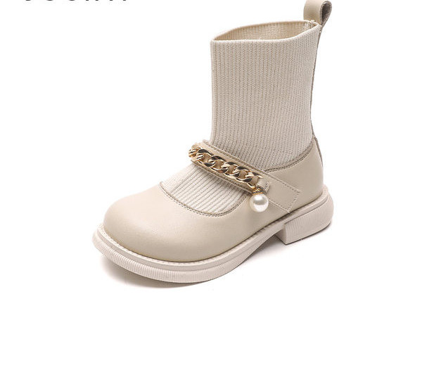 Παιδικά μποτάκια από οικολογικό δέρμα με μεταλλική αλυσίδα