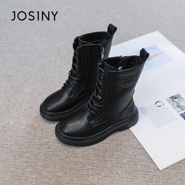 Έκο δερμάτινες μπότες με κορδόνια - για κορίτσια