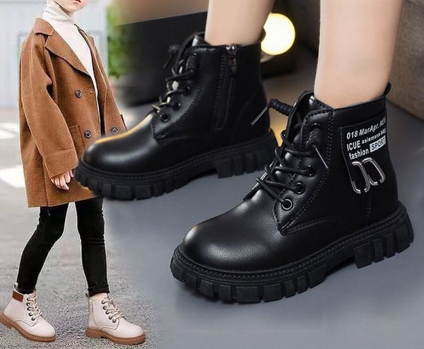 Παιδικά έκο δερμάτινα μποτάκια με φερμουάρ για κορίτσια και αγόρια