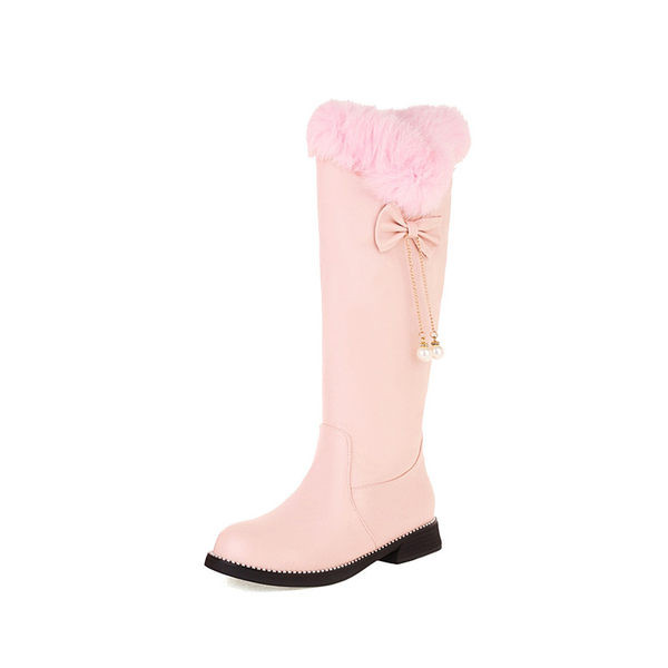 Παιδικά μποτάκια με κορδέλα και πούπουλο