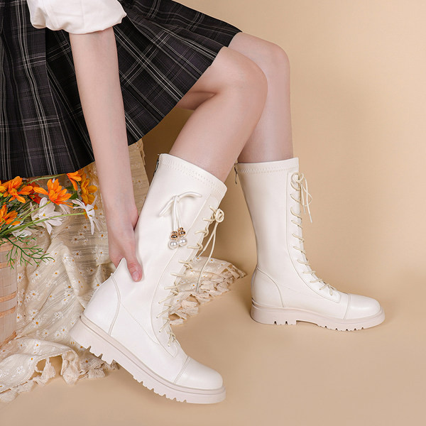 Cizme pentru copii din piele ecologica cu sireturi