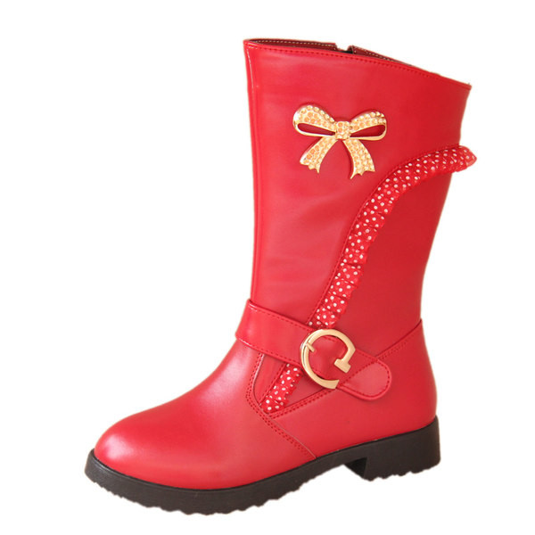 Κομψά παιδικά μποτάκια με κορδέλα και αγκράφα για κορίτσια