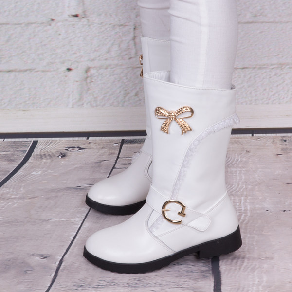 Κομψά παιδικά μποτάκια με κορδέλα και αγκράφα για κορίτσια