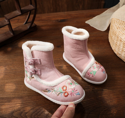Παιδικές μπότες από eco suede με κέντημα για κορίτσια