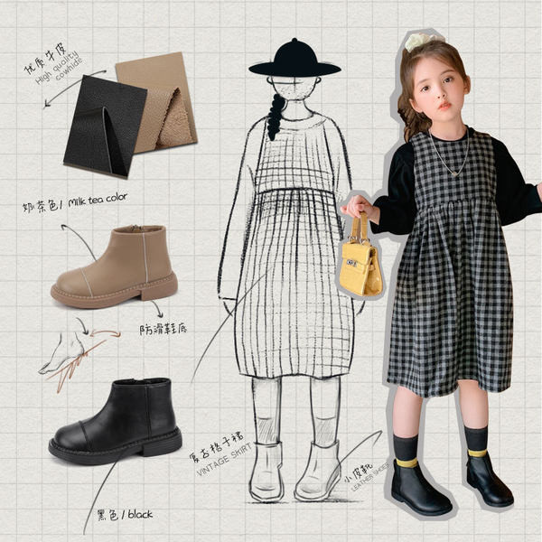 Απλό μοντέλο παιδικές μπότες για κορίτσια από οικολογικό δέρμα με φερμουάρ