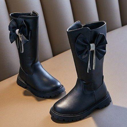 Μοντέρνα παιδικά μποτάκια για κορίτσια με κορδέλα και φερμουάρ