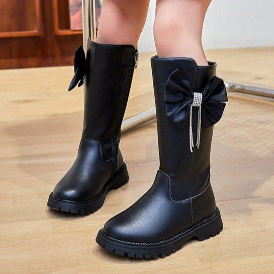 Μοντέρνα παιδικά μποτάκια για κορίτσια με κορδέλα και φερμουάρ