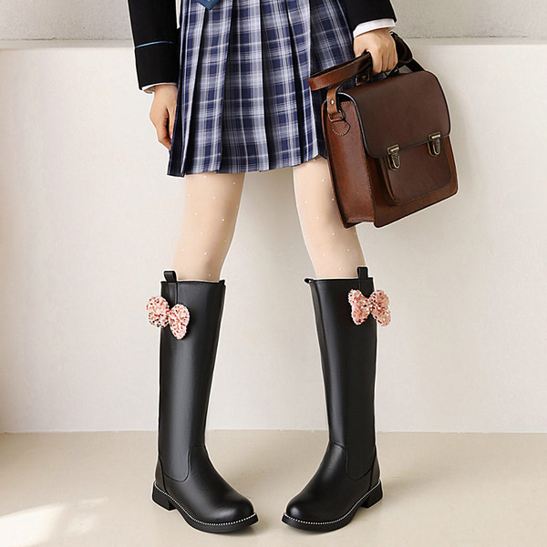 Νέο μοντέλο παιδικές έκο δερμάτινες μπότες με κορδέλα