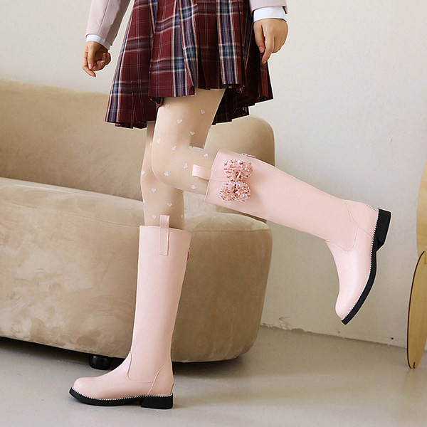 Νέο μοντέλο παιδικές έκο δερμάτινες μπότες με κορδέλα