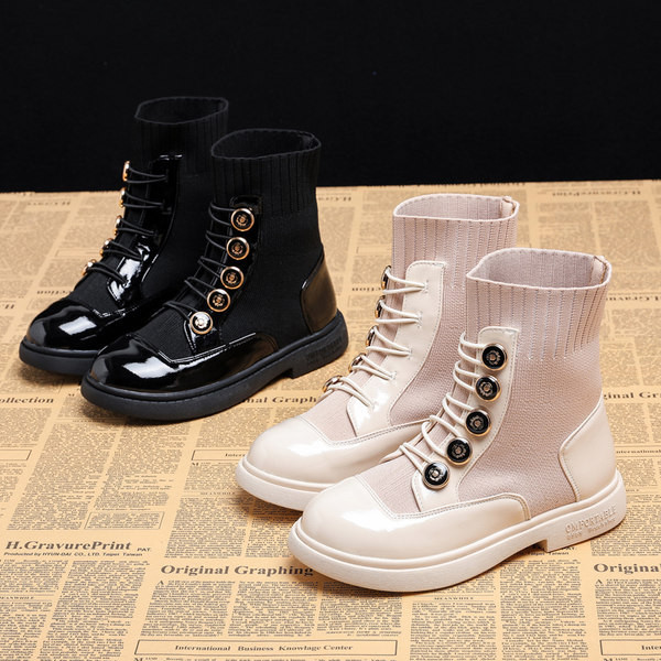 Παιδικά κομψά μποτάκια χωρίς κούμπωμα με επίπεδη σόλα