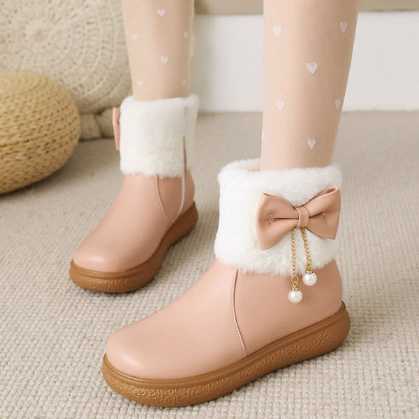 Παιδικά μποτάκια με φερμουάρ στο πλάι και κορδέλα