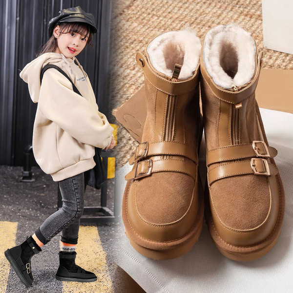 Νέο μοντέλο έκο δερμάτινες μπότες με αγκράφες και ζεστή φόδρα