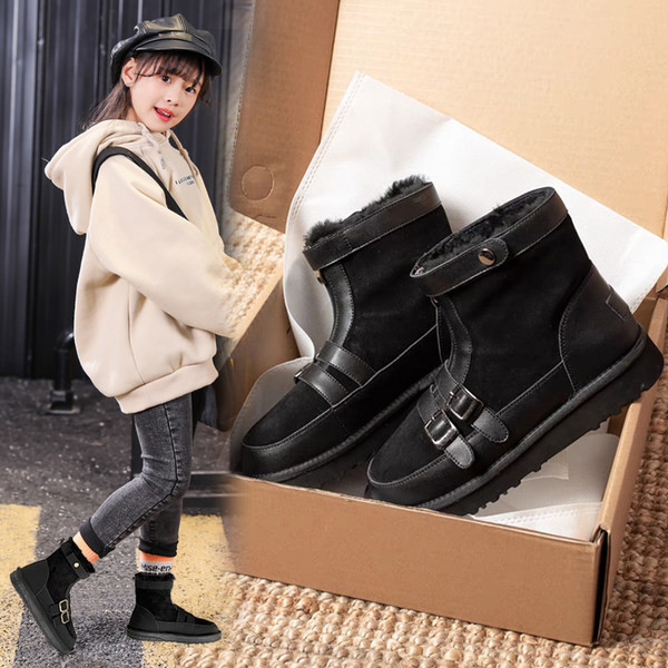 Νέο μοντέλο έκο δερμάτινες μπότες με αγκράφες και ζεστή φόδρα