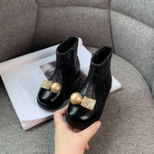 Cizme casual pentru copii din piele ecologica si element metalic