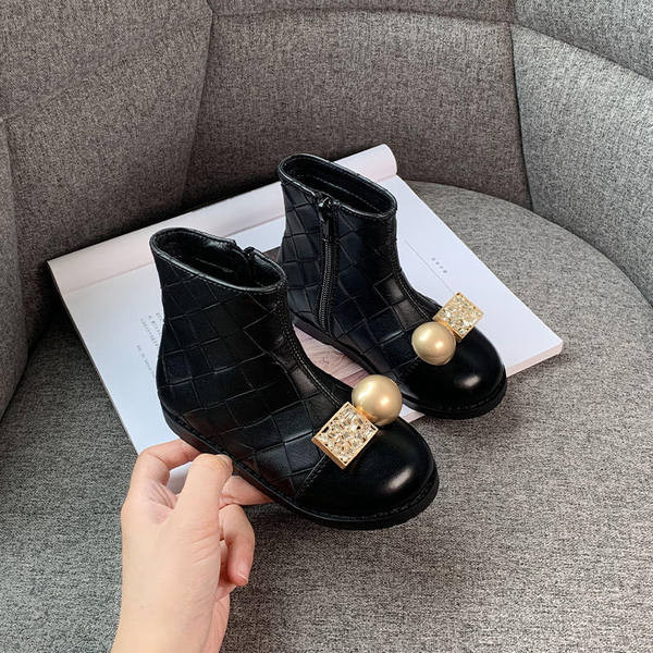 Cizme casual pentru copii din piele ecologica si element metalic