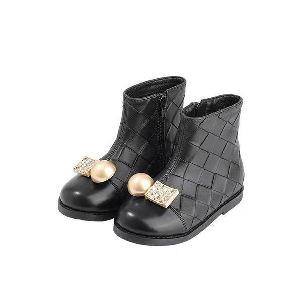 Cizme casual pentru copii din piele ecologica si element metalic