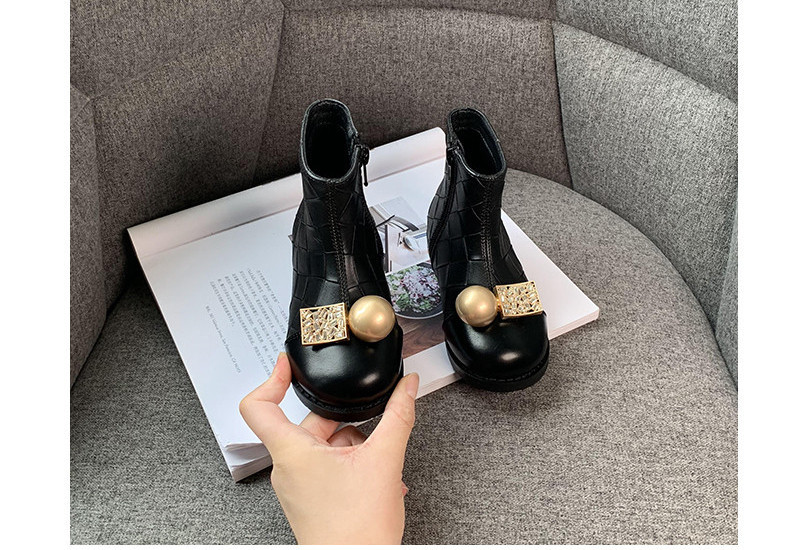 Cizme casual pentru copii din piele ecologica si element metalic