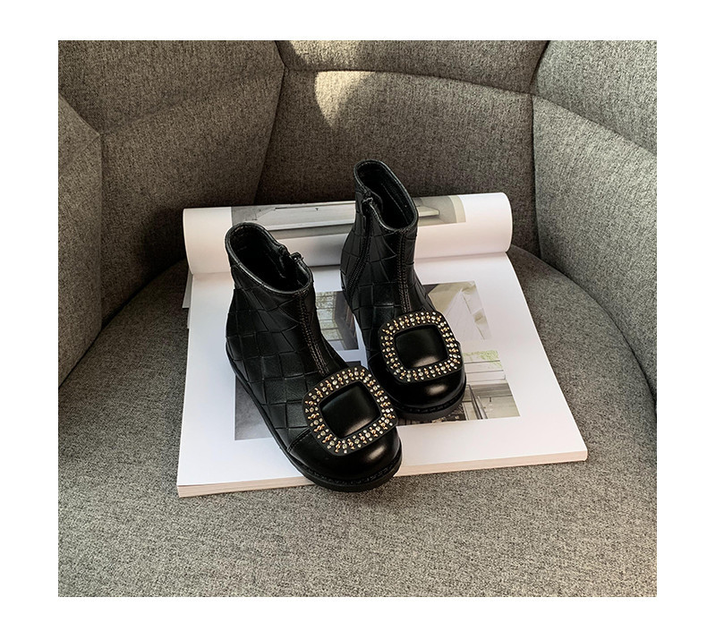 Cizme casual pentru copii din piele ecologica si element metalic