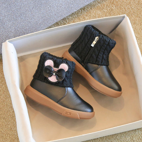 Cizme moderne pentru copii cu element 3D din piele ecologica