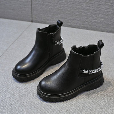 Νέο μοντέλο παιδικές έκο δερμάτινες μπότες με αλυσίδα