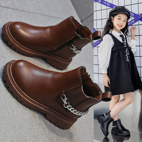 Νέο μοντέλο παιδικές έκο δερμάτινες μπότες με αλυσίδα