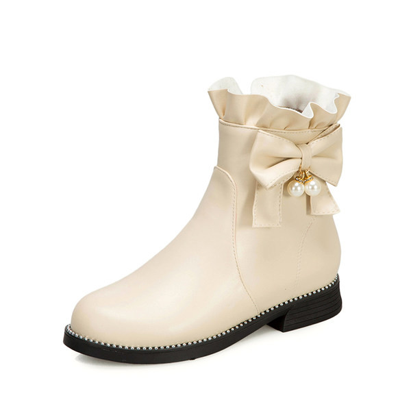 Κομψά παιδικά μποτάκια από οικολογικό δέρμα με διακοσμητικές πέρλες για κορίτσια