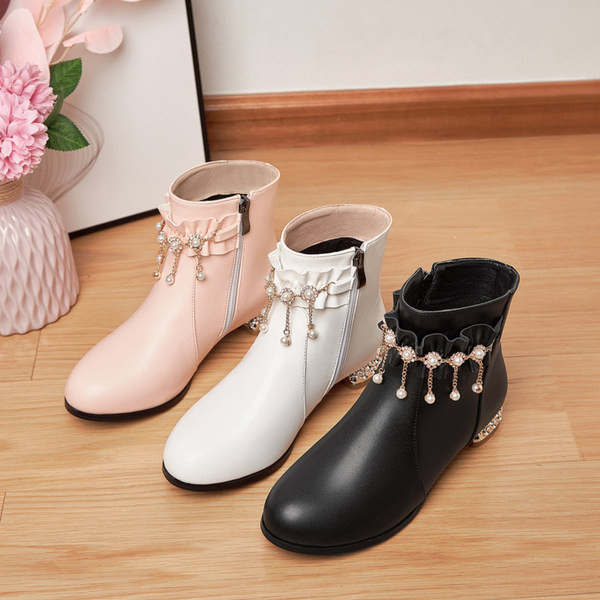 Μοντέρνα παιδικά μποτάκια με πέρλες και φερμουάρ