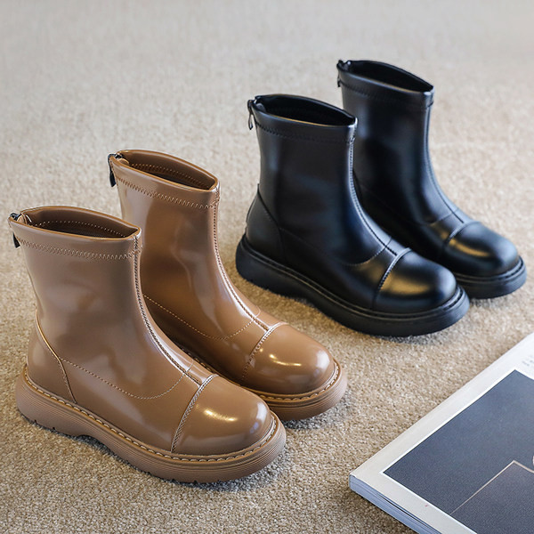 Έκο δερμάτινα παιδικά μποτάκια για κορίτσια σε καφέ και μαύρο χρώμα