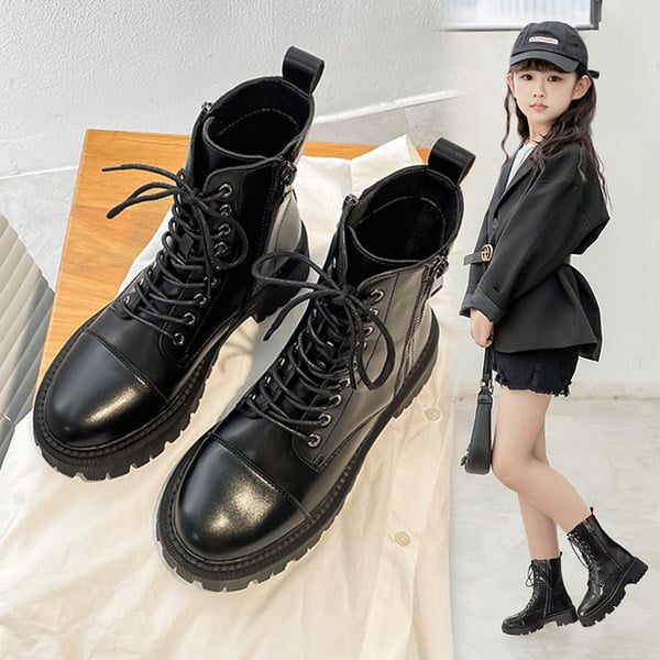 Παιδικά μποτάκια με φερμουάρ και κορδόνια για κορίτσια