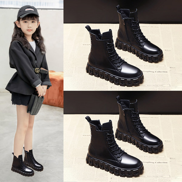 Νέο μοντέλο παιδικές μπότες από οικολογικό δέρμα με κορδόνια και τραχιά σόλα