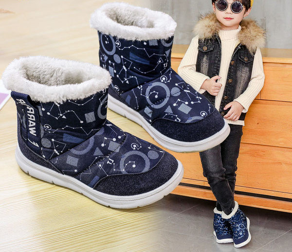 Παιδικά χειμωνιάτικα μποτάκια με χοντρή ζεστή φόδρα και απλικέ