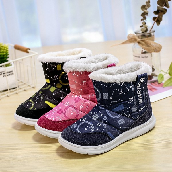 Παιδικά χειμωνιάτικα μποτάκια με χοντρή ζεστή φόδρα και απλικέ