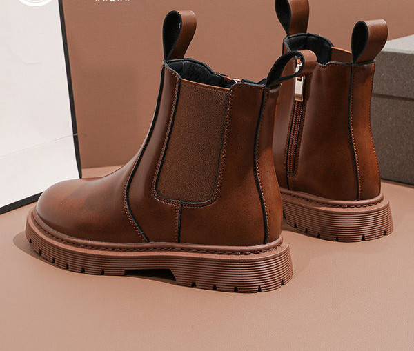 Casual μποτάκια για κορίτσια από οικολογικό δέρμα με φερμουάρ και λάστιχο