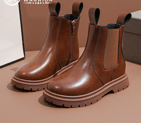 Casual μποτάκια για κορίτσια από οικολογικό δέρμα με φερμουάρ και λάστιχο