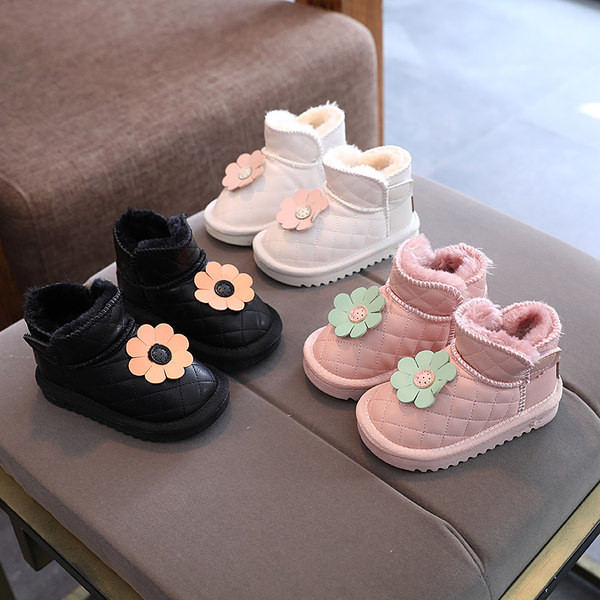 Cizme pentru copii cu floare 3D si captuseala calda