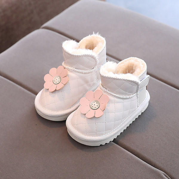 Cizme pentru copii cu floare 3D si captuseala calda