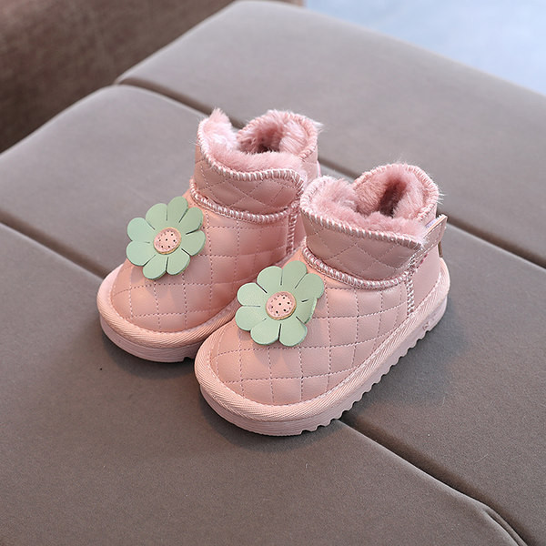 Cizme pentru copii cu floare 3D si captuseala calda