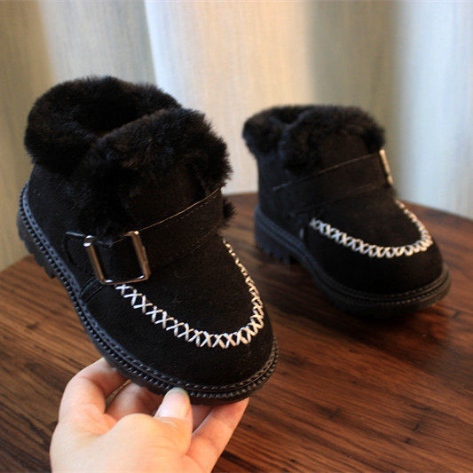 Cizme de iarna pentru copii cu captuseala calda si catarama metalica pentru fete