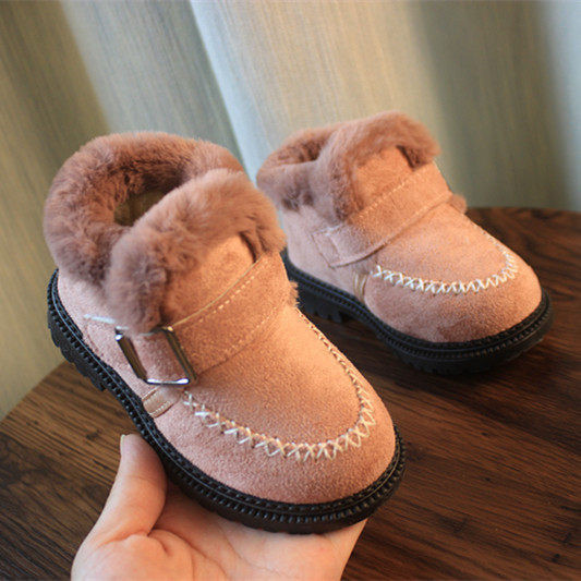 Cizme de iarna pentru copii cu captuseala calda si catarama metalica pentru fete