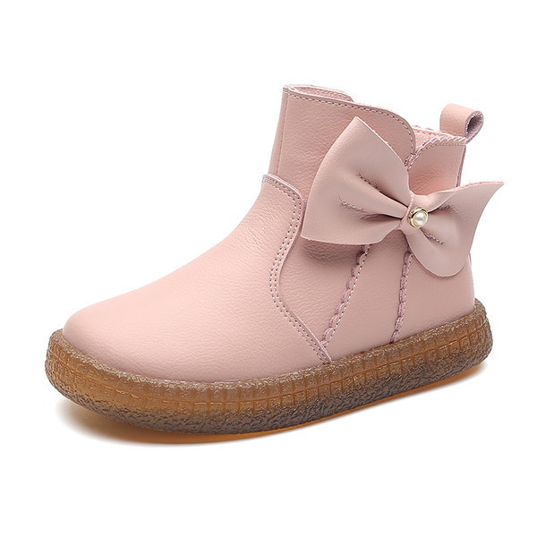 Παιδικά έκο δερμάτινα μποτάκια με κορδέλα