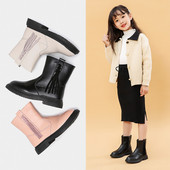 Μοντέρνα παιδικά μποτάκια από οικολογικό δέρμα με φερμουάρ και κορδόνια