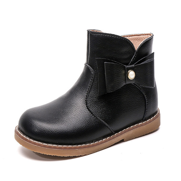 Παιδικά μποτάκια από οικολογικό δέρμα μέχρι τον αστράγαλο με κορδέλα