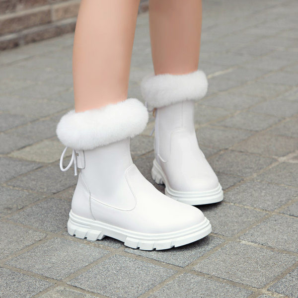 Παιδικά χειμωνιάτικα μποτάκια από οικολογικό δέρμα με πούπουλο και φερμουάρ