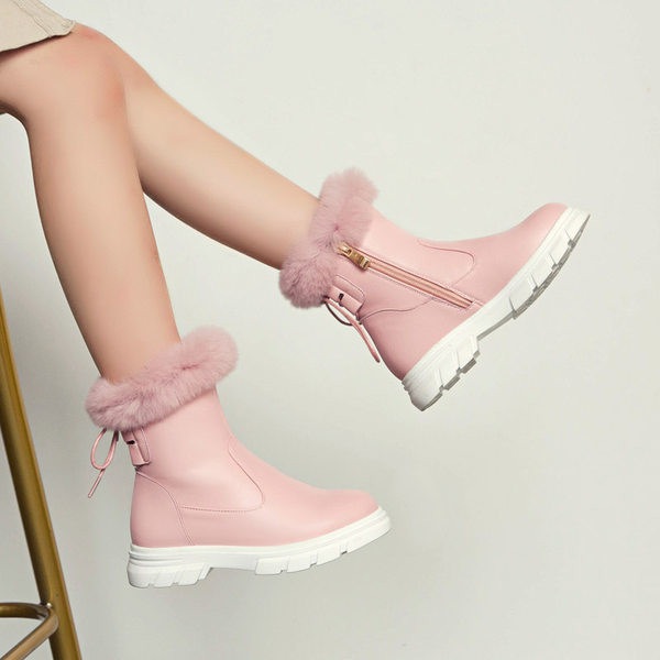 Παιδικά χειμωνιάτικα μποτάκια από οικολογικό δέρμα με πούπουλο και φερμουάρ