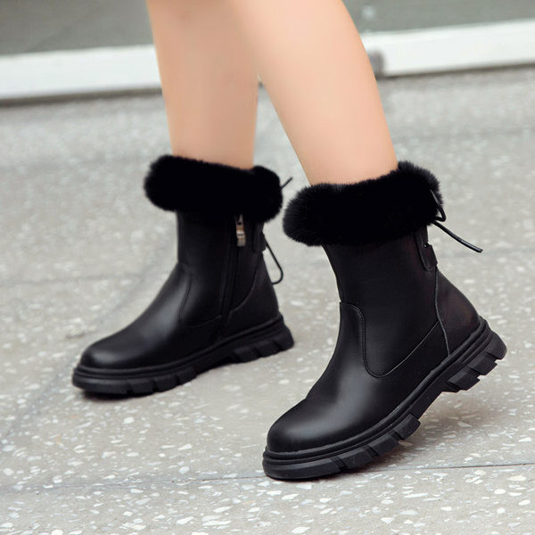 Παιδικά χειμωνιάτικα μποτάκια από οικολογικό δέρμα με πούπουλο και φερμουάρ