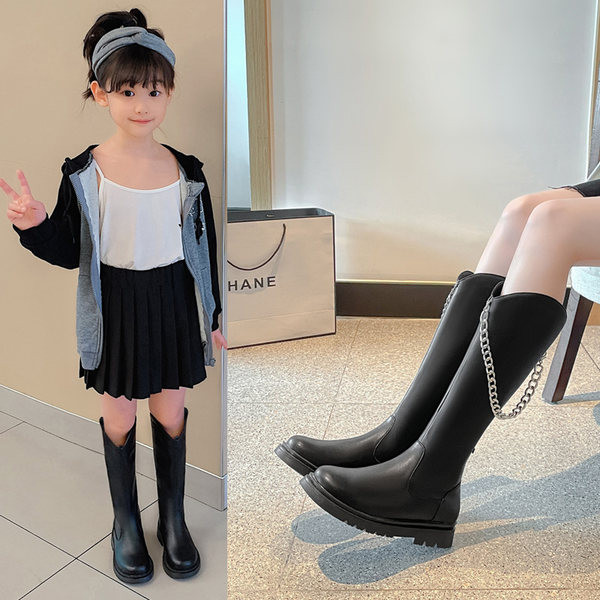 Κομψές παιδικές έκο δερμάτινες μπότες με μεταλλικά στοιχεία